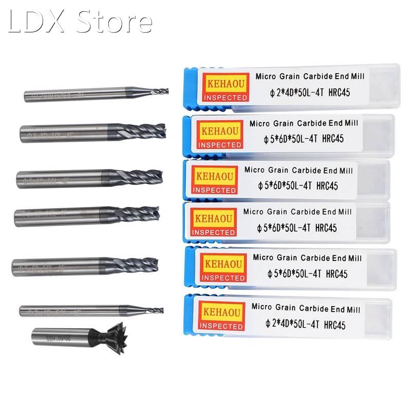 6 Pcs 1-6 mm 4 Flutes Hrc45 Solid Tungsten Carbide End Mill