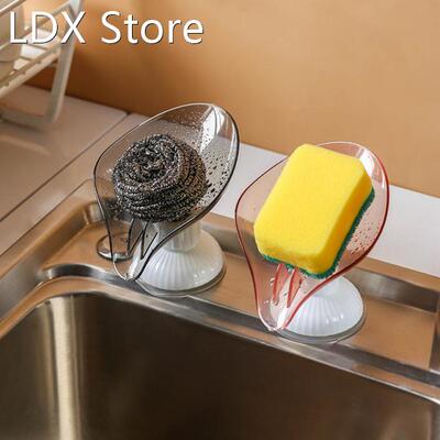 Suction Cup Soap Dish Holder Leaf-Shape Not Punched Self-Dra