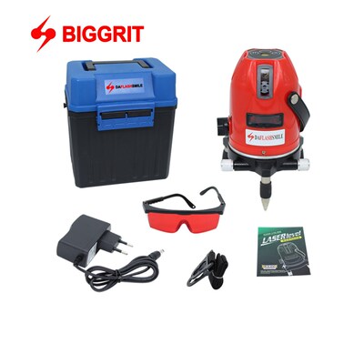 BIGGRIT Strong 5 Red Lines Laser Level 6 Points 360 Rotary