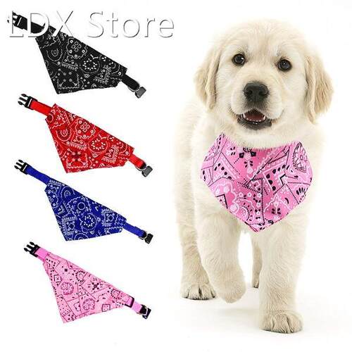 Adjustable Pet Collar Printed Triangle Pet Scarf for Small D