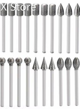 20pcs 3mm Shank Diamond Grinding Heads Drill Burrs Bit