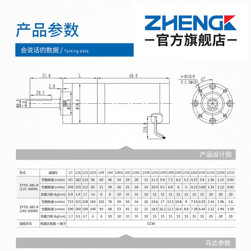 ZHENGK is secco ZGX38REE adjustable speed planetary gear mo