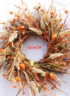 24 inch Fall Wreath Front Door Wreath Grain Wreath Harvest G