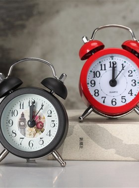 Mini Creative Alarm Clock Vintage Retro Pointer Clocks Loud