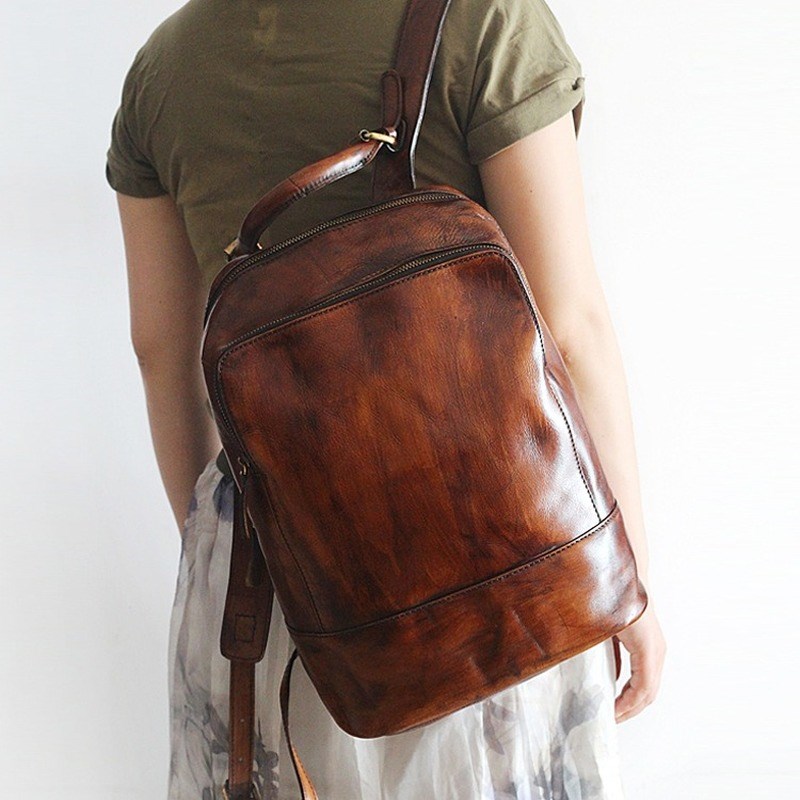 2020 new women's bags, retro rubbing color, handmade top la
