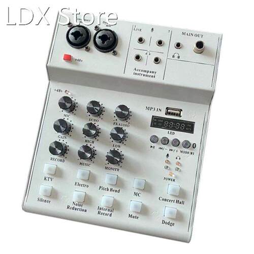 Bluetooth Mixer Sound Card USB Audio Karaoke Studio Recordin