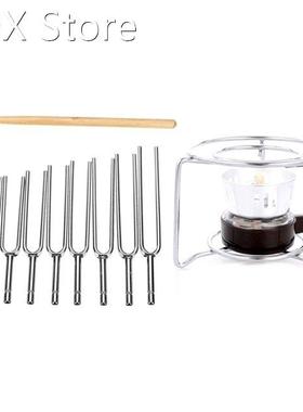 10 Pcs Accessories: 8Pcs 256-512HZ Steel Tuning Fork Set Hea