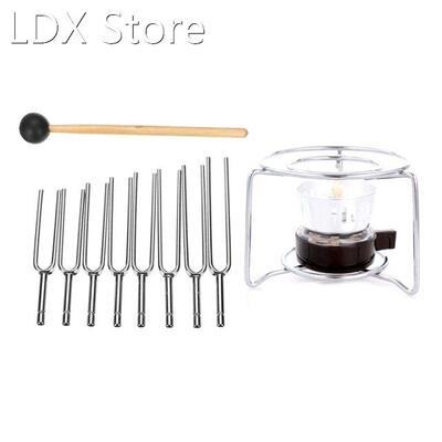 10 Pcs Accessories: 8Pcs 256-512HZ Steel Tuning Fork Set Hea