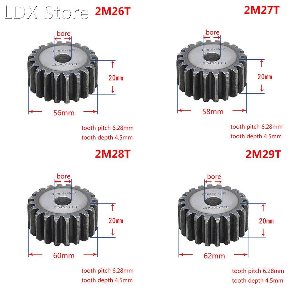 1PCS 2 Modulus 26T-40T Spur Gear Metal Gear Rack 45# Steel 2