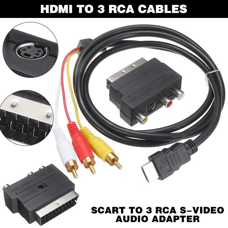 HDMI Male S video to 3 RCA AV Audio Cable W/SCART to 3 RCA