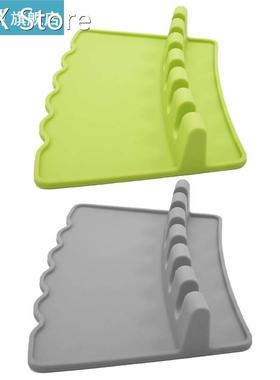 1 Piece Silicone Spoon Rests for Kitchen Counter 6 Slots wit