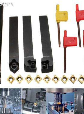 10pcs CCMT09T304 Carbide Insert+4pcs S12M SCLCR1212H09 Turni