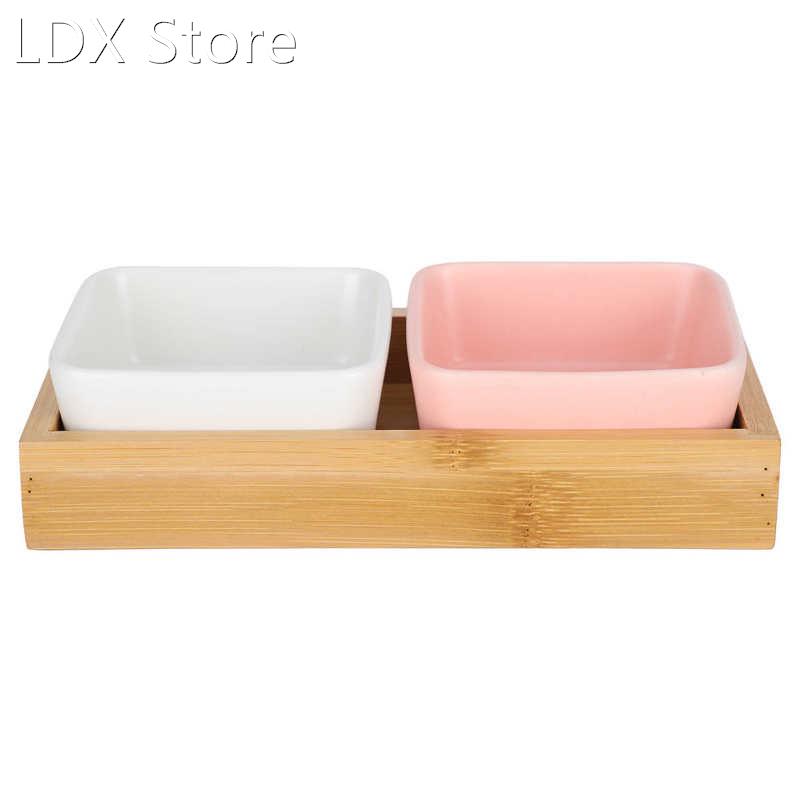 2 Grids Ceramic Fruit Plate Candy Snack Nuts Desserts Dish H
