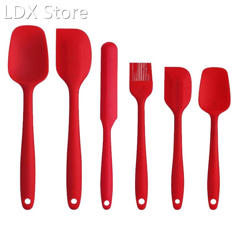 6pcs Silicone Spatula Non-Stick Heat-Resistant Spatulas Turn