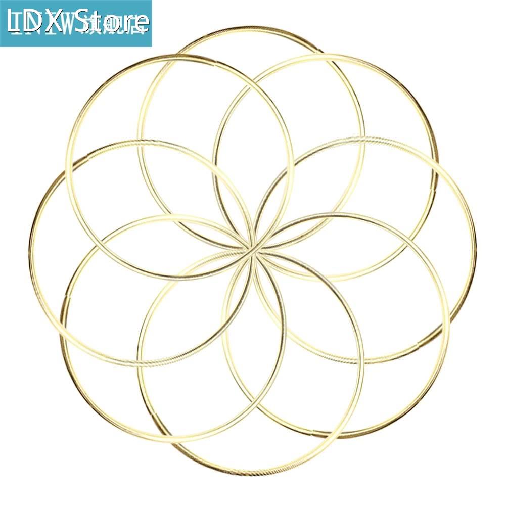 9/10pcs Handmade Macrame Gold Metal Hoops Floral Home Wind C