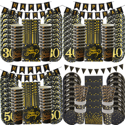 30 40 50 Years Anniversary Disposable Tableware set Happy