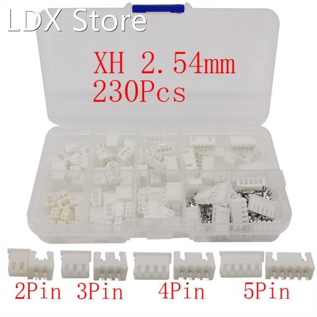 230Pcs/Box XH2.54 2P 3P 4P 5 Pin 2.54mm Pitch Male Female Te