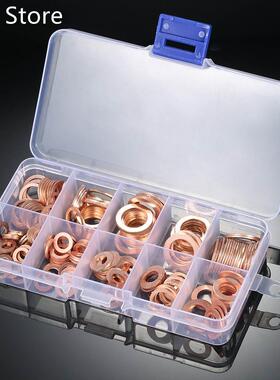 200PCS M5-M14 Copper Washers Gasket Set Flat Ring Seal Assor