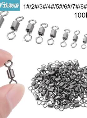 100Pcs/Lot Fishing Swivels Bearing Solid Rings Rolling Conne