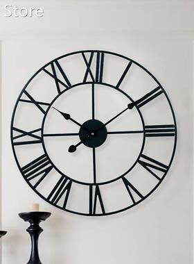 Retro Roman Numeral Wall Clock Crafts Ornaments Iron Black 4