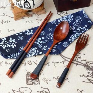 1Set Japanese Style Elegant Vintage Wooden Chopsticks Spoon