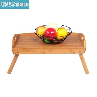 Wooden Foldable Curved Laptop Table Breakfast Tray Burlywood