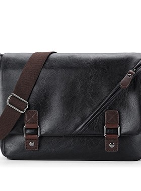 Luxury Brand Leather Men's Messenger Bag Male Black Busines