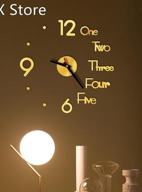 1PC DIY digital Wall Clock 3D Mirror Surface Sticker Silent