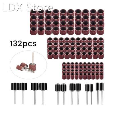 132pcs 1/4 3/8 1/2Inch Sanding Drum Set with Sanding Mandrel
