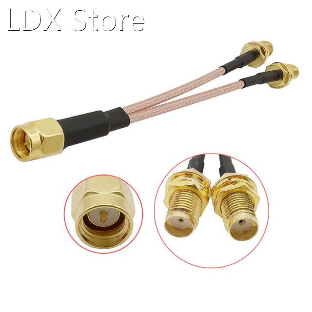 1Pcs RF Pigtail Splitter Cable SMA Male Plug to Y Type Dual