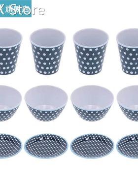 Fruit Bowl Bowl /Set Dark Blue Dot Dinnerware Household Cup