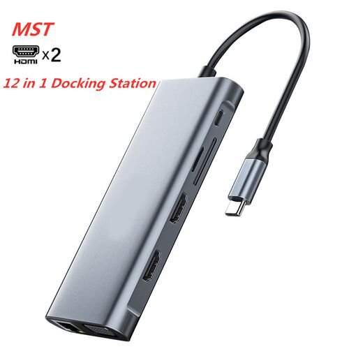 MST USB C Laptop Docking Station USB 3.0 HDMI VGA RJ45 PD U