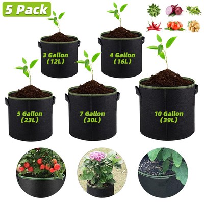 7/5/4/3 Gallon Grow Bags Felt Planter Growing Gardening Fabr
