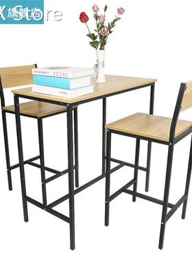 A Set Of 3 Oak High Back Table And Chair Set Modern Simplici