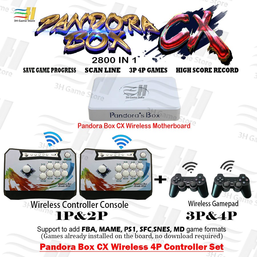 Pandora Box CX 2800 in 1 Wireless 4 Players Set Can Save Ga