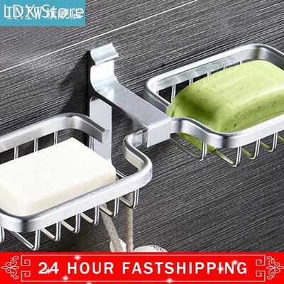 RecabLeght Shower Rail Soap Dish Holder Wall Aluminum Double
