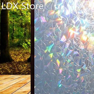 3D Rainbow Window Films Sticker Stained Privacy Decorative F