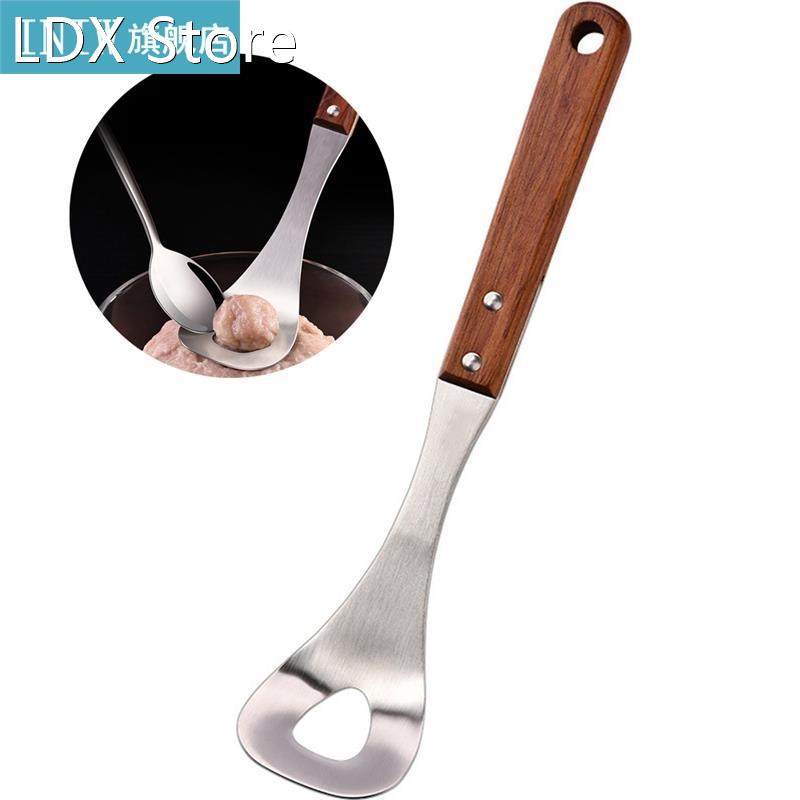 1pc Meatball Maker Metal Non-Stick Wooden Handle Mea - 实物图
