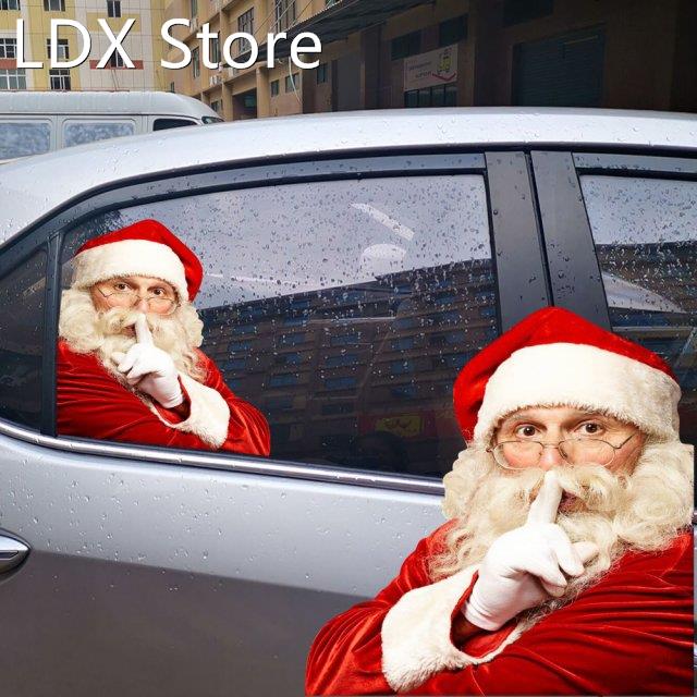 Car Window Stickers 2PCS 3D Cartoon Santa Car Window Cover A