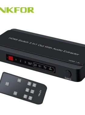 LiNKFOR 4K 3  Port HDMI Switch with Audio Extractor 3x1 HDM