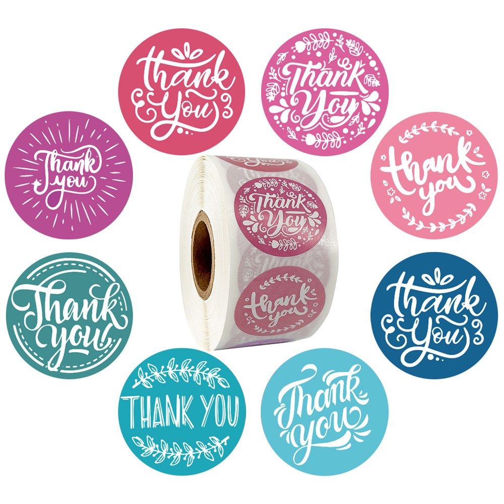 8 designs olive thank you stickers seal labels 500pcs blue
