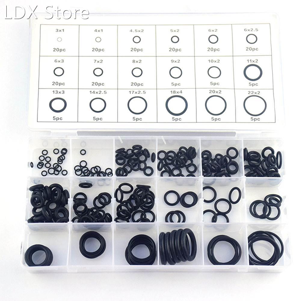 225 PCS O-Ring Sealing Gasket Rubber Rings Flat Washer Seal