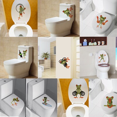 Cartoon Funny 10 Pose Frog Wall Stickers For Car Toilet Refr