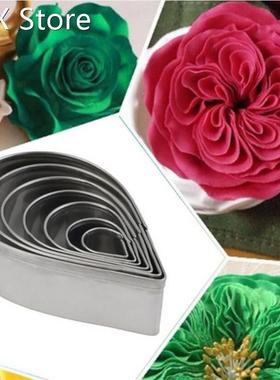 7Pcs/set Cookie Cutters DIY Pastry Fondant Stamping Mold Ros