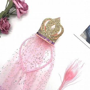 Kids Girls Hairband Crown Princess Veil Headband Hairpin Sta