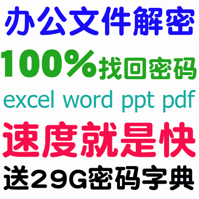 excel/word/ppt/pdf/docx/xlsx文档口令打开密码解除权限表格破