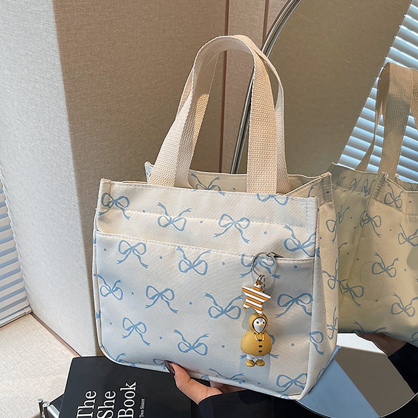 新款帆布手提包包时尚大容量上班族外出通勤饭盒便当包收纳手拎包