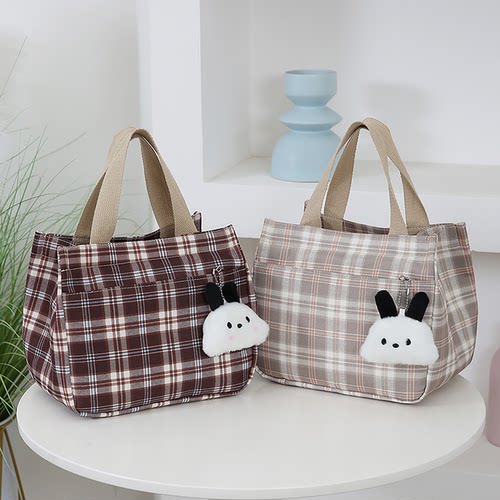 帆布手提包女加厚大容量上班通勤杂物小拎包饭盒手提袋手拎便当包