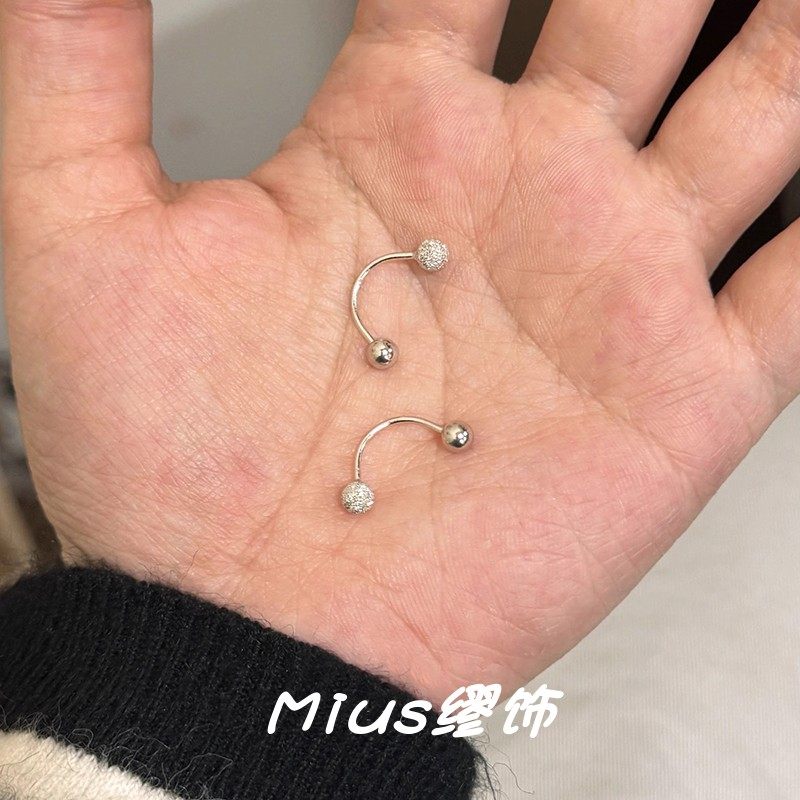 999纯银U型耳钉女高级感一体耳钉