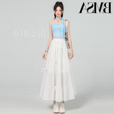 蛋糕裙女蓬蓬裙2026新款a字伞裙公主风小个子长版白色裙子半身裙